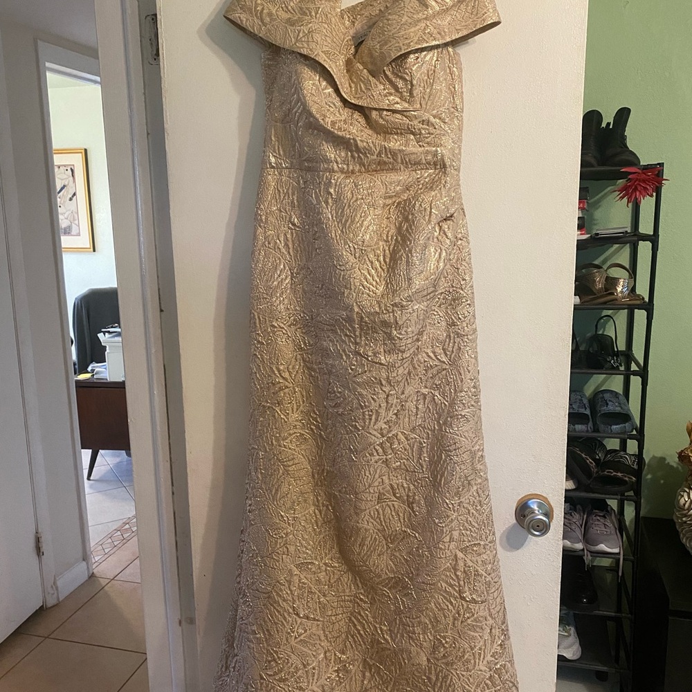 Teri Jon Strapless Gold Dress - Picture 2 of 6